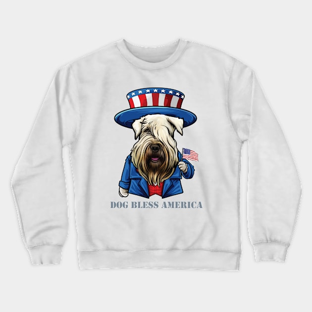 Wheaten Terrier Dog Bless America Crewneck Sweatshirt by whyitsme